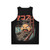 Unisex black tank top with a kaiju monster graphic - Back