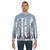 Blue sweatshirt with watercolor painting of birch trees - men