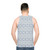 Blue unisex tank top with paw print and heart-shaped floral pattern - men back