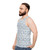 Blue unisex tank top with paw print and heart-shaped floral pattern - men side