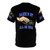 Fashionable blue and black graphic t-shirt featuring a unique all-over print design - Back