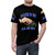 Fashionable blue and black graphic t-shirt featuring a unique all-over print design - men front