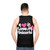 Unisex pink and white unicorn tank top - men back