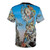 Surreal landscape t-shirt featuring a melting clock design inspired by the artwork of Salvador Dali - Back