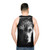 Unisex black and white terrier dog print tank top - men back