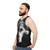 Unisex black and white terrier dog print tank top - men side