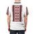 Model wearing a t-shirt with a traditional Ukrainian vyshyvanka embroidery pattern - men back