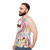 Dachshund-themed unisex tank top with colorful floral and bird pattern - men side