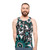 Teal and white floral print unisex tank top - men