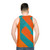 Teal and Orange Abstract Art Unisex Tank Top - men back