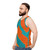 Teal and Orange Abstract Art Unisex Tank Top - men side
