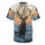 Stylish t-shirt featuring a mystical golden stag in a snowy, highland landscape - Back