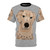 Detailed, intricate dog design t-shirt featuring a golden retriever in a zentangle-style pattern