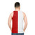 Vibrant Cherry Red and White Bicolor Unisex Tank Top - men back
