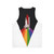 Unisex space-themed tank top with rainbow space shuttle design - Back