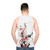 Japanese watercolor painting of cherry blossoms on unisex tank top - men back