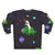 Unicorn riding a triceratops in a space themed design on a sweatshirt - Back