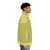 Puffer jacket with the entire Bee Movie script printed on it, featuring a focus on the Bee Movie title. - men side right