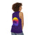 Retro synthwave unisex tank top with palm trees and sunset - women back