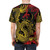 Person wearing a t-shirt with a detailed fantasy dragon pattern design - men back