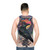 Psychedelic oracle unisex tank top with occult bird design - men back