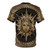 T-shirt featuring a golden depiction of the Greek sun god Apollo with a classical Greek key ornament pattern - Back