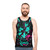 Unisex tank top with neon glitch design and anime-inspired Japanese art - men