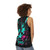 Unisex tank top with neon glitch design and anime-inspired Japanese art - women back