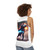 Unisex superhero tank top with graphic slogan design - women back