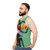 Colorful hipster frog wearing nerd glasses printed on a unisex tank top - men side