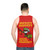 Unisex tank top with "Hippity Hoppity Abolish Private Property" design - men back