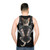Funny cat in baby carrier - men back