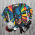 Colorful superhero pop art bat sweatshirt - flat lay