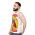 Unisex tank top with Dolly Parton and superhero pinup style - men side