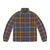 Murtagh tartan blue and gold Irish plaid puffer jacket with celtic heritage