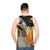 Retro deer unisex tank top with collage art design - men back