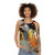 Retro deer unisex tank top with collage art design - women
