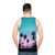 Tropical palm trees silhouette on a unisex summer tank top - men back
