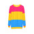 Tri-color pride sweatshirt in pink, yellow, and blue colors - hanging