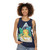 Blue ringed octopus swimming in an ocean terrarium design on a unisex tank top - women