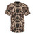 Batik-inspired t-shirt featuring a bird and flower design in brown and black colors - Back