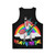 Heavy metal unicorn playing guitar on unisex tank top - Back