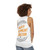 Heavy equipment operator wearing a unisex tank top - women back