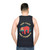 Sloth character printed on a unisex tank top - men back