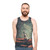 Nostalgic unisex tank top with retro space-inspired graphic design - men