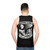 Horror movie inspired unisex tank top with "Camp Crystal Lake Where Summer Lives Forever" design - men back
