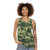 Green cat camouflage pattern unisex tank top - women