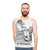 Unisex medieval-inspired tank top with a woodcut-style monster lurking in an apple orchard - men