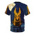 Anubis, the ancient Egyptian god of the dead, depicted in a high-quality all-over print t-shirt design. - Back