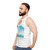 Unisex Tank Top with Minimalist Cabin in the Snow Design - men side